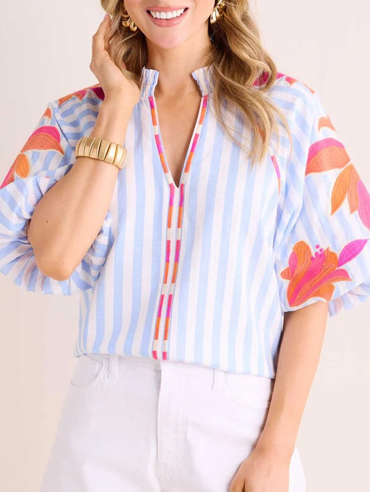 Striped Floral Top