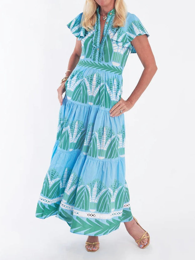 Ruffle Sleeves Print Dress