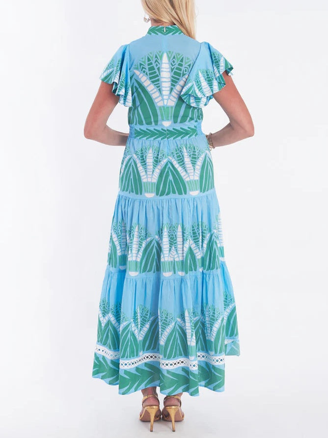 Ruffle Sleeves Print Dress