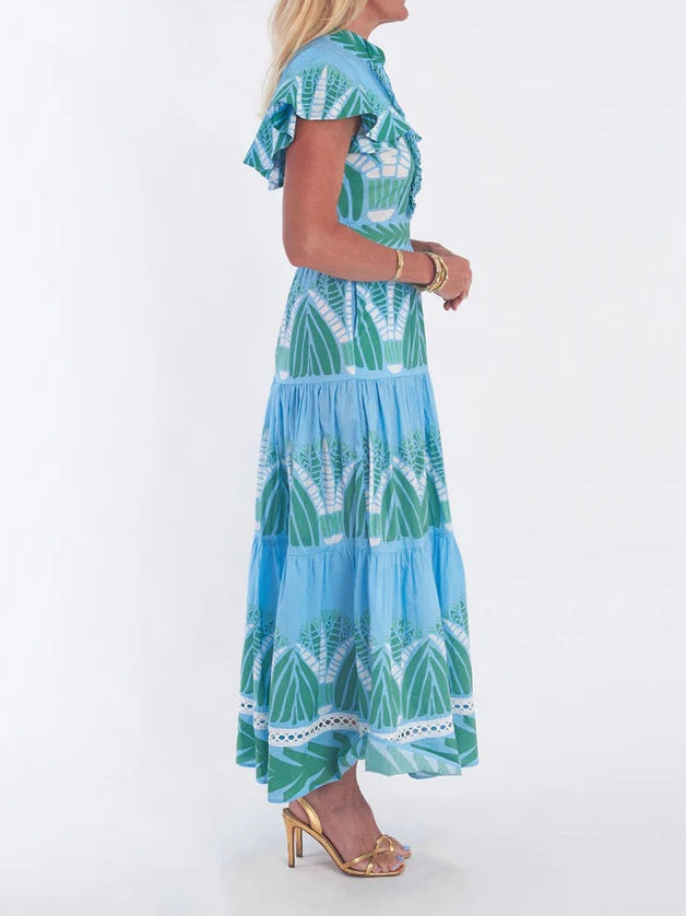 Ruffle Sleeves Print Dress