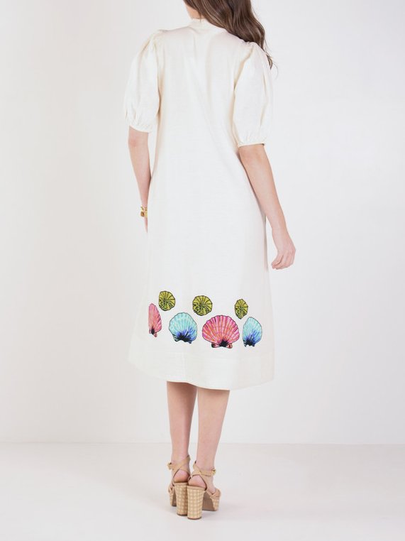 Puff Sleeve Stand Collar Dress