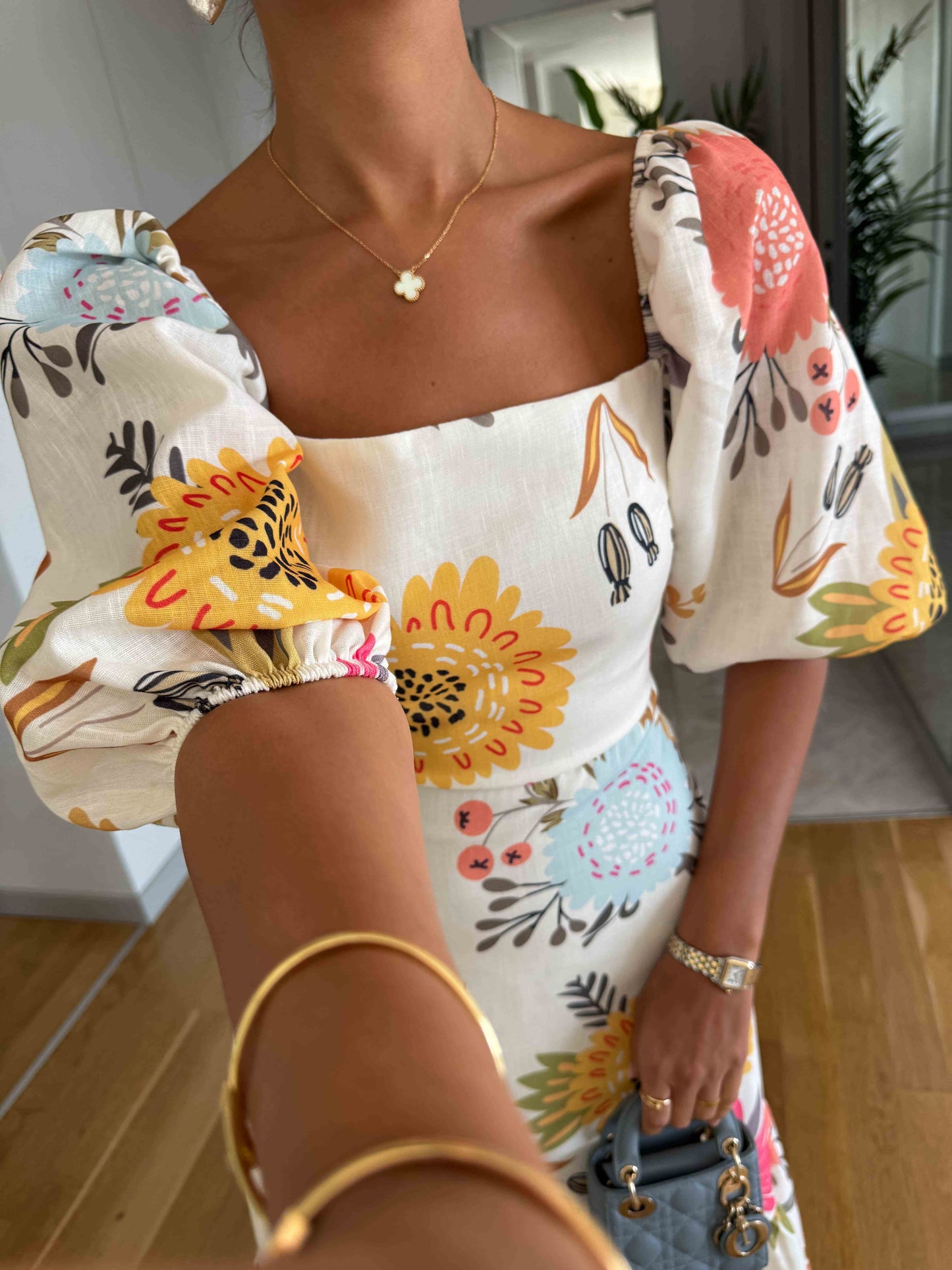 Floral Print Puff Sleeve Dress