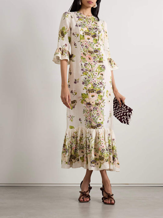 Floral Print Ruffle Dress