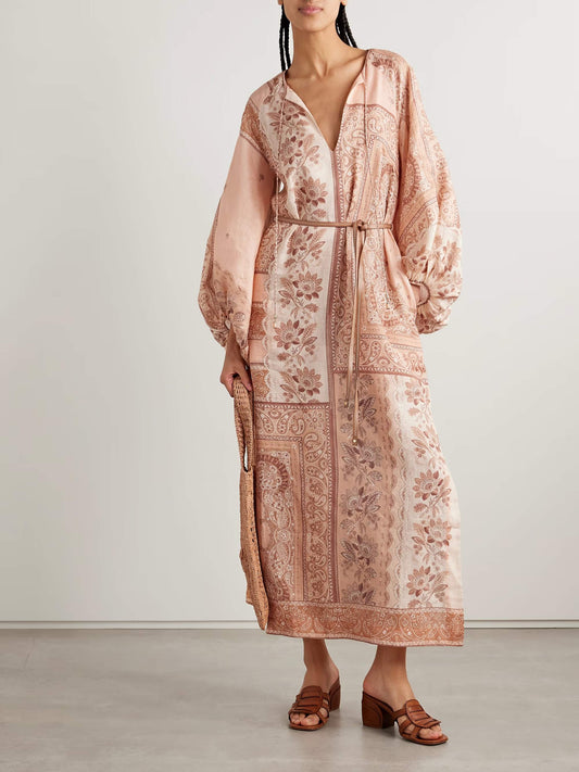 V-neck Printed Dress
