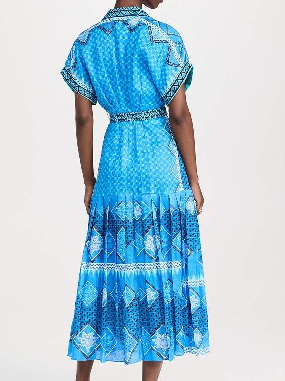V-neck Belted Printed Dress