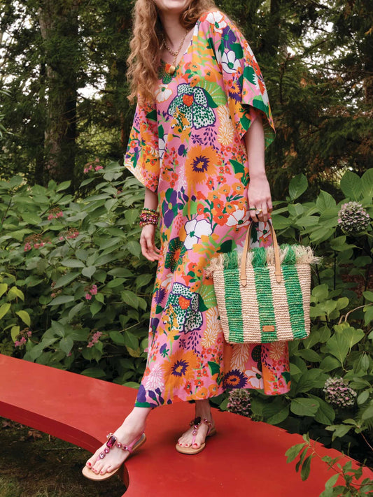 Vintage Floral Print Oversized Dress