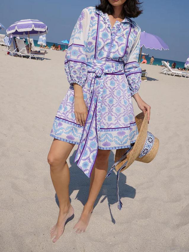 Ruffled Short Printed Dress
