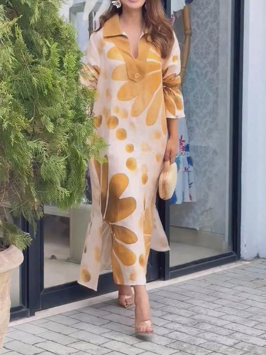 Ruffle Sleeves Print Dress
