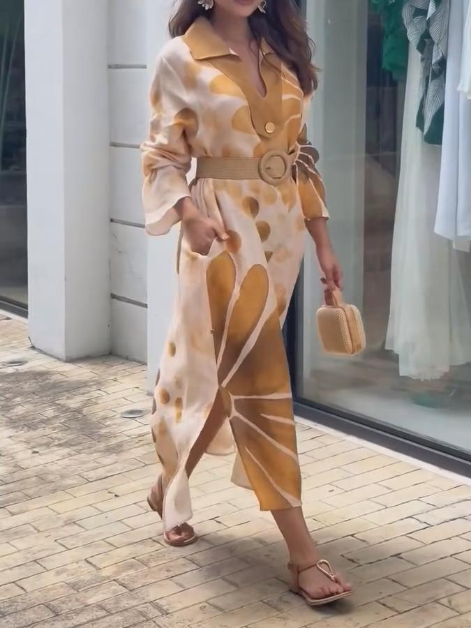 Ruffle Sleeves Print Dress