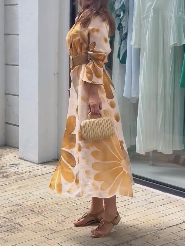 Ruffle Sleeves Print Dress