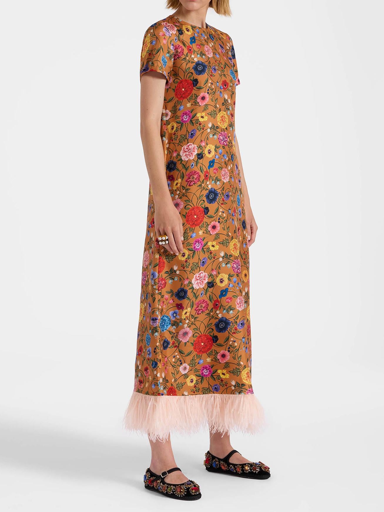 T-shirt Silhouette Printed Fringe Dress