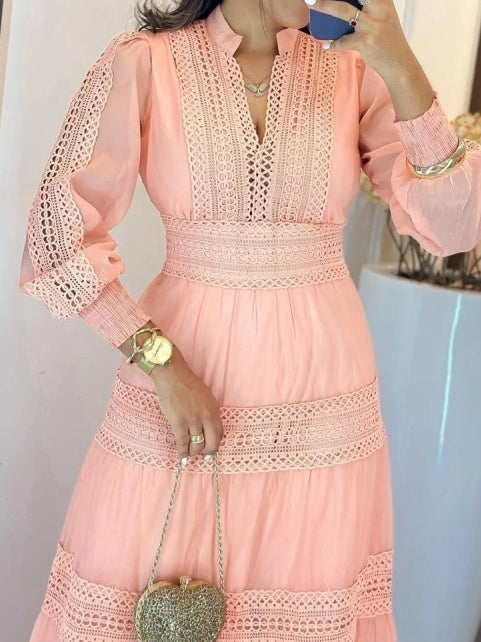 V Neck Waist Dress