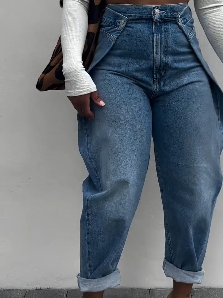 Round Wide-Leg Jeans