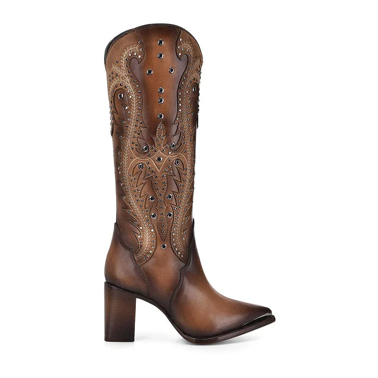 Women's Satro Sand Overlay & Embroidery & Studs Pointed Toe