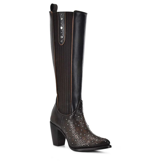 Tall Dark Brown Boot With Crystals