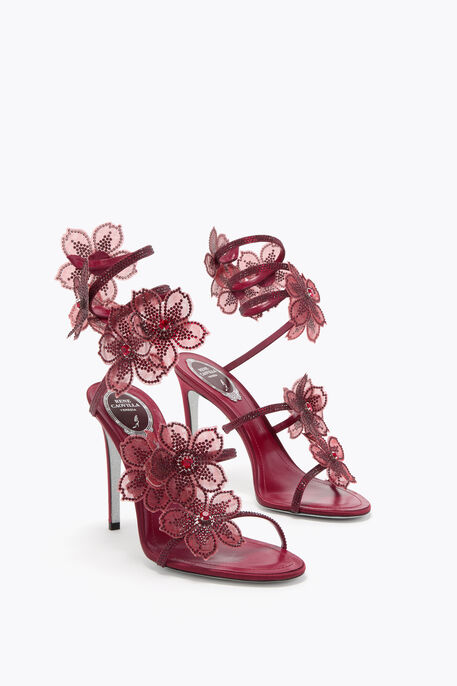 PEACH FLOWER BURGUNDY SANDAL