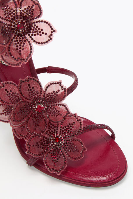 PEACH FLOWER BURGUNDY SANDAL