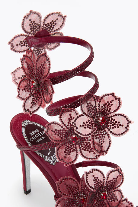PEACH FLOWER BURGUNDY SANDAL