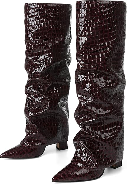Women's Knee-High Boots With Wide Legs And Chunky Heels