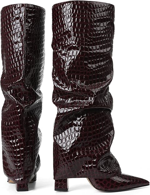 Women's Knee-High Boots With Wide Legs And Chunky Heels