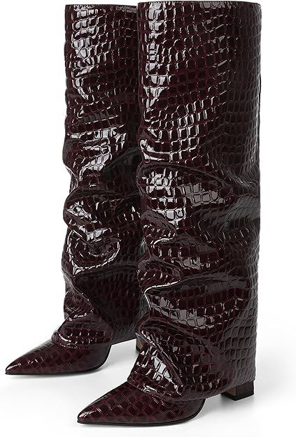 Women's Knee-High Boots With Wide Legs And Chunky Heels