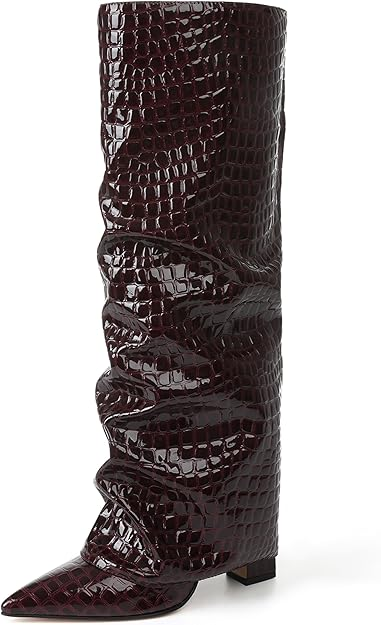 Women's Knee-High Boots With Wide Legs And Chunky Heels