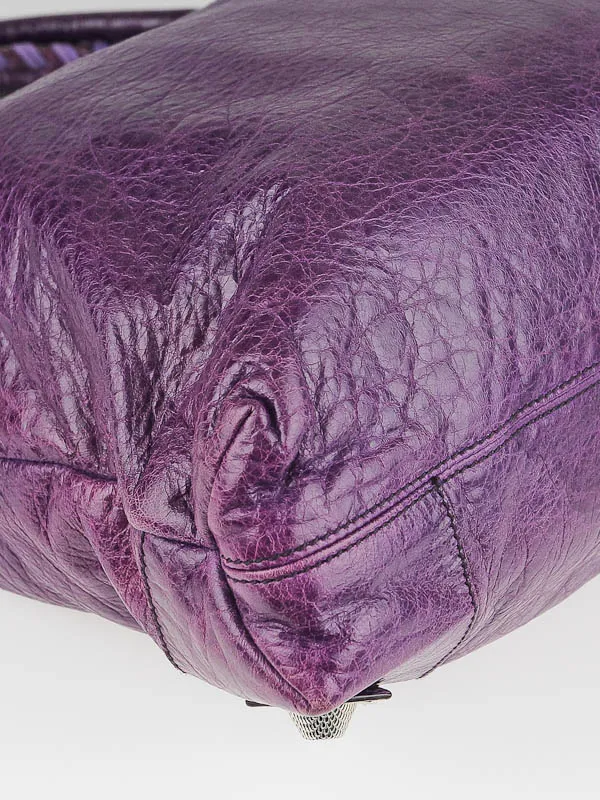 Violet Leather Giant  Silver Brief Bag