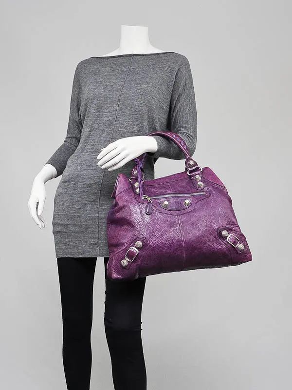 Violet Leather Giant  Silver Brief Bag