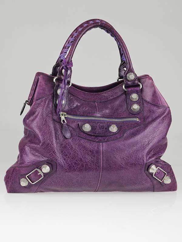 Violet Leather Giant  Silver Brief Bag