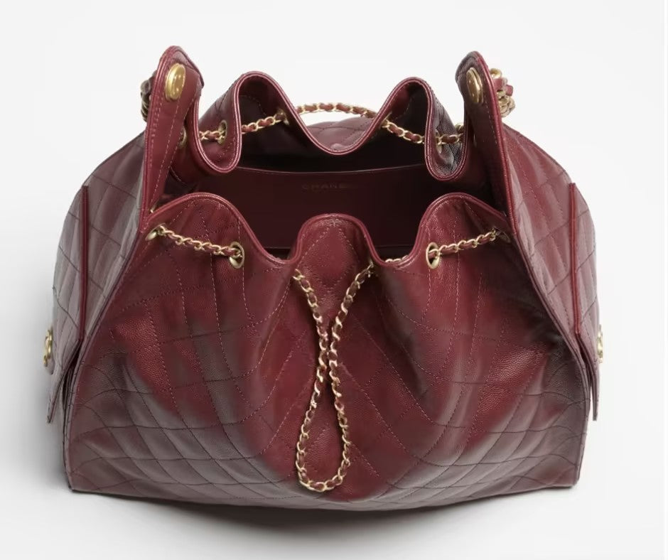 Glossy Lambskin And Gold Metallic Bag