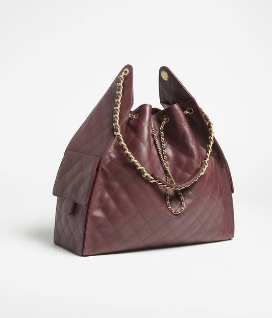 Glossy Lambskin And Gold Metallic Bag