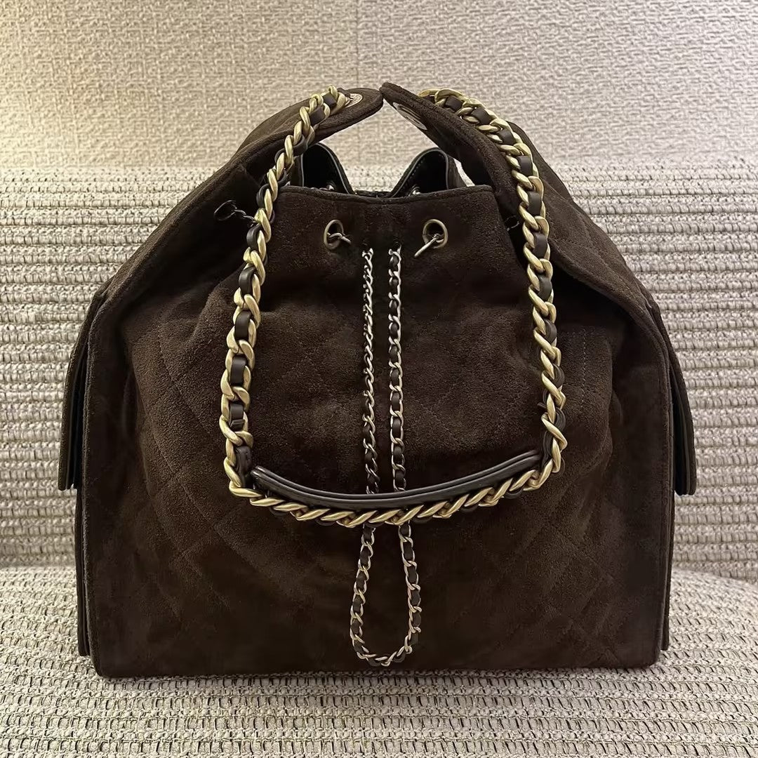 Glossy Lambskin And Gold Metallic Bag