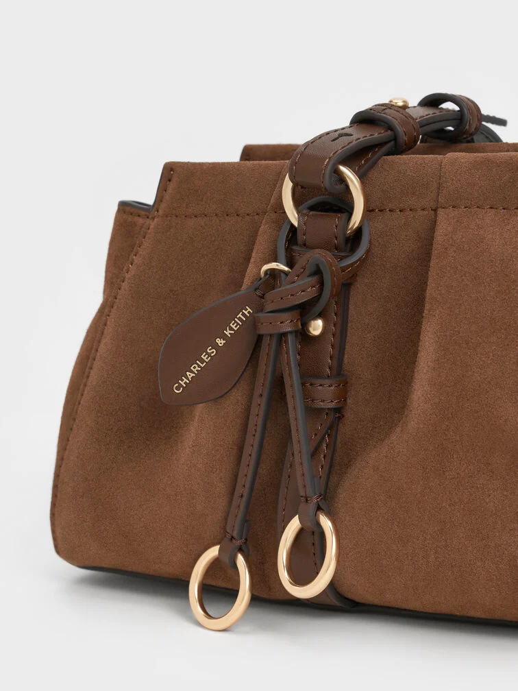 Britton Recycled Suede Ruched Elongated Shoulder Bag