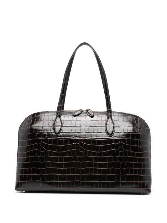 Crocodile-embossed Tote Bag