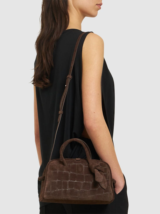 Le Petit Turismo Croc Embossed Suede Bag