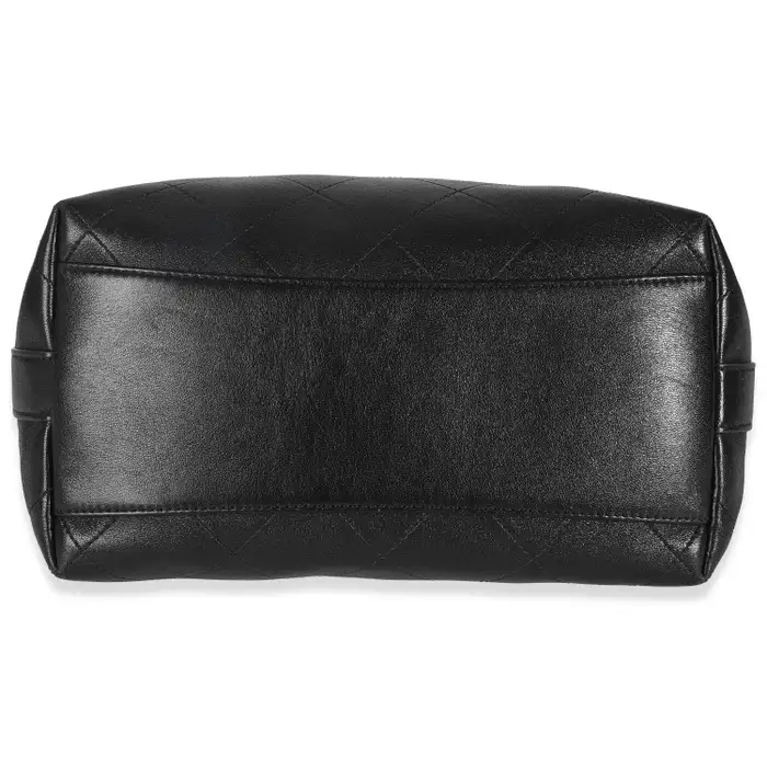 Black Quilted Calfskin  Large Button Bucket Bag