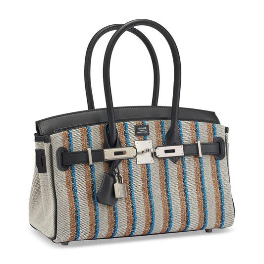 Birkin Shoulder Lamp 29 Black Evercolor And Embroidered Toile Palladium Hardware
