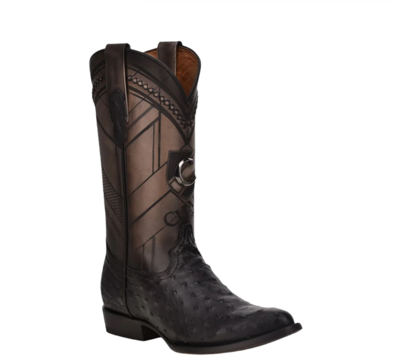 BLACK Dress Ostrich Leather Cowboy Boots