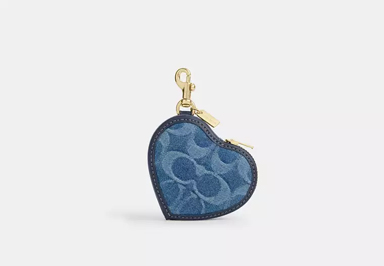 Heart Bag Charm In Signature Denim