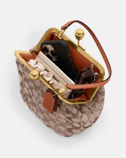 Kisslock Frame Bag 16 In Crystal Signature Jacquard