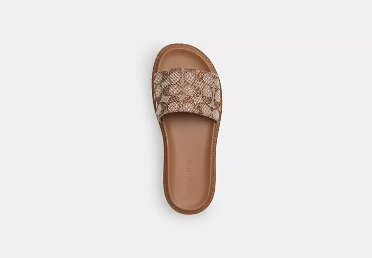 Brynn Slide Sandal In Crystal Signature Jacquard
