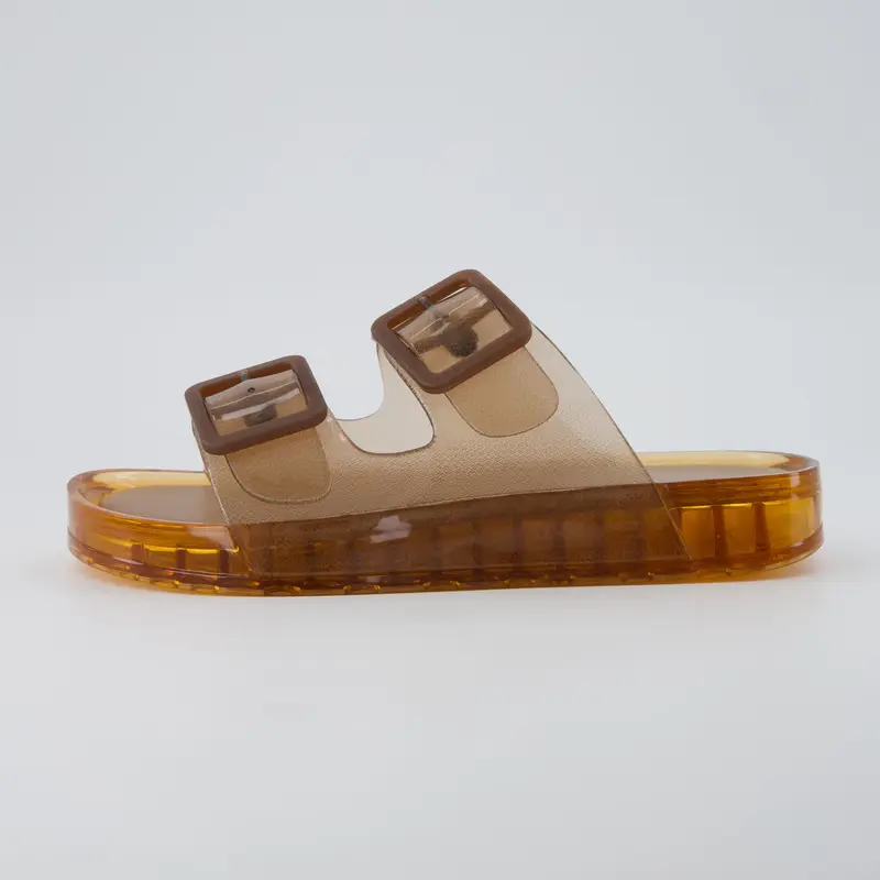 Waterproof Double Buckle Adjustable Slip-On Womens Jelly Sandals For Beach
