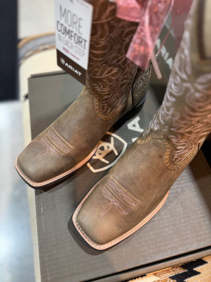Ladies Round Up Remuda Boots Brown Bombe