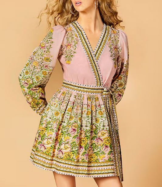 Floral Print Woven V-Neck  Dress