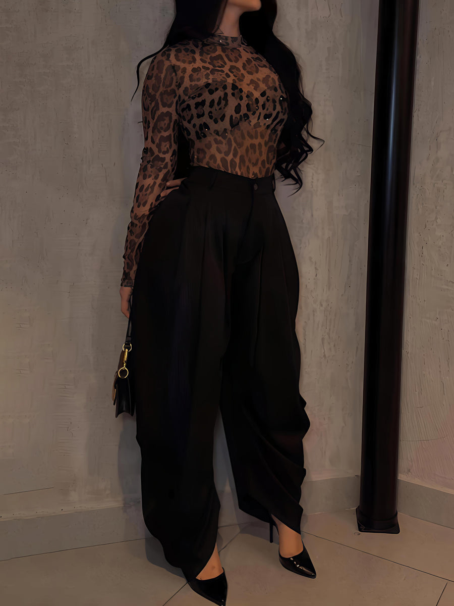 Rhinestone Sparkle Leopard Print Top