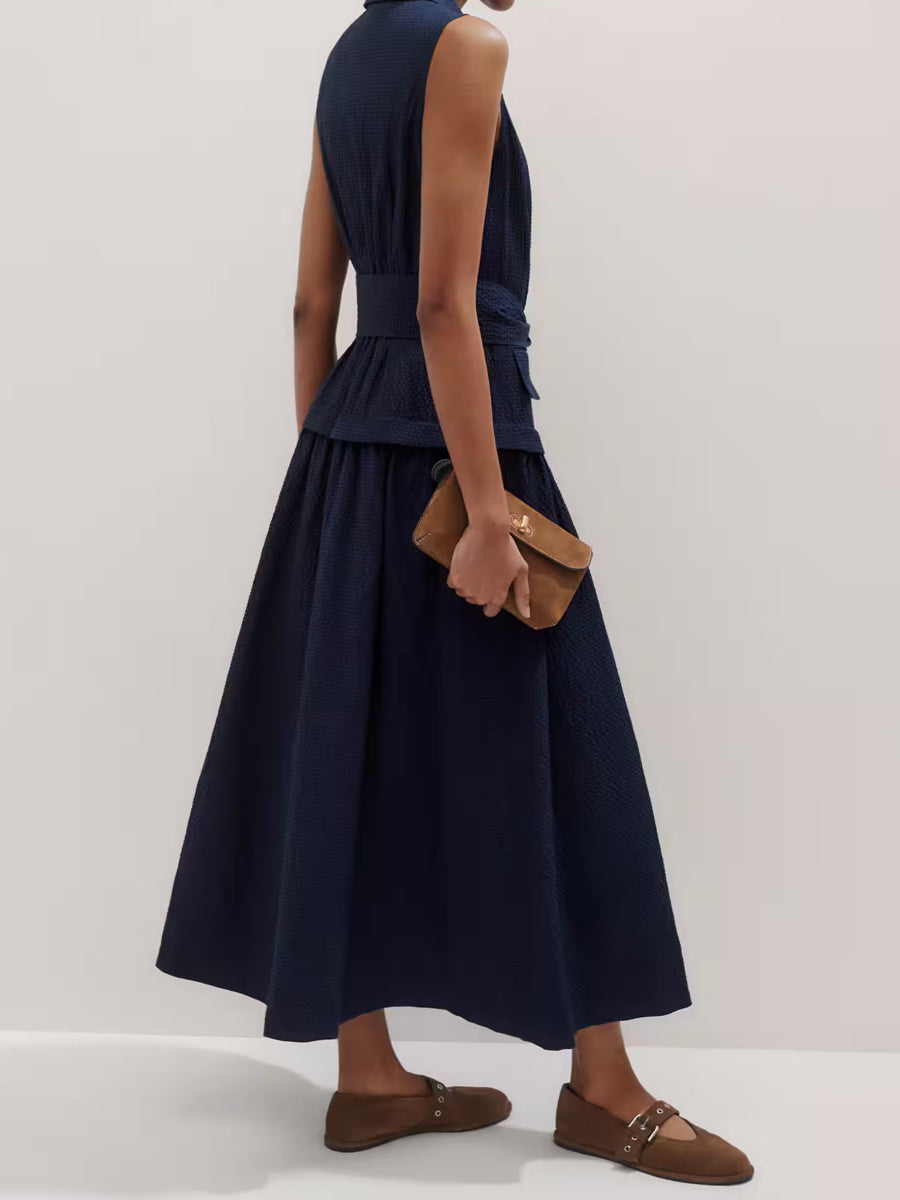 Sleeveless Waist Tie Maxi Dress