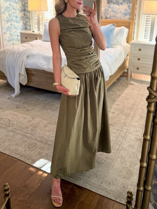 Round Neck Ruffled Dress