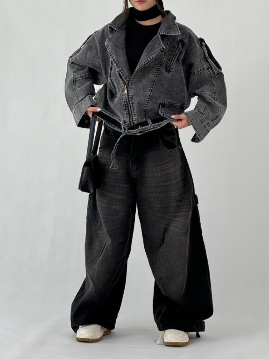 Zip Denim Coat