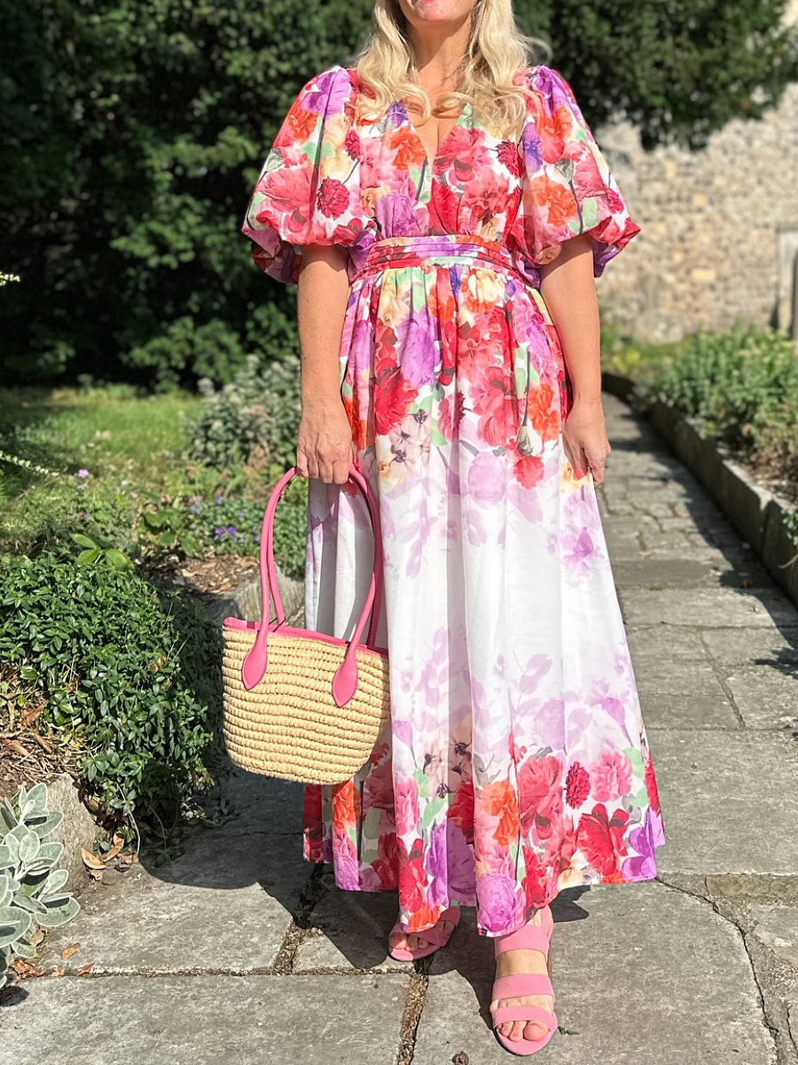 V-Neck Printed Dress