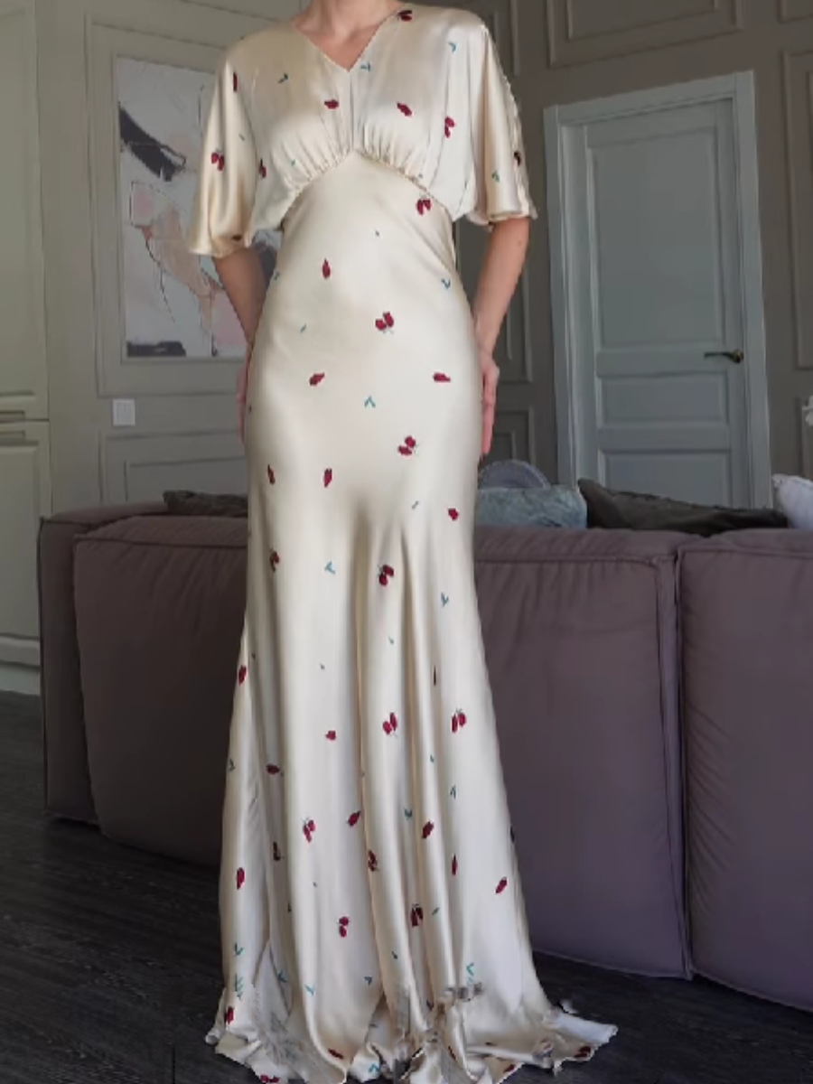 Elegant V-Neck Print Dress